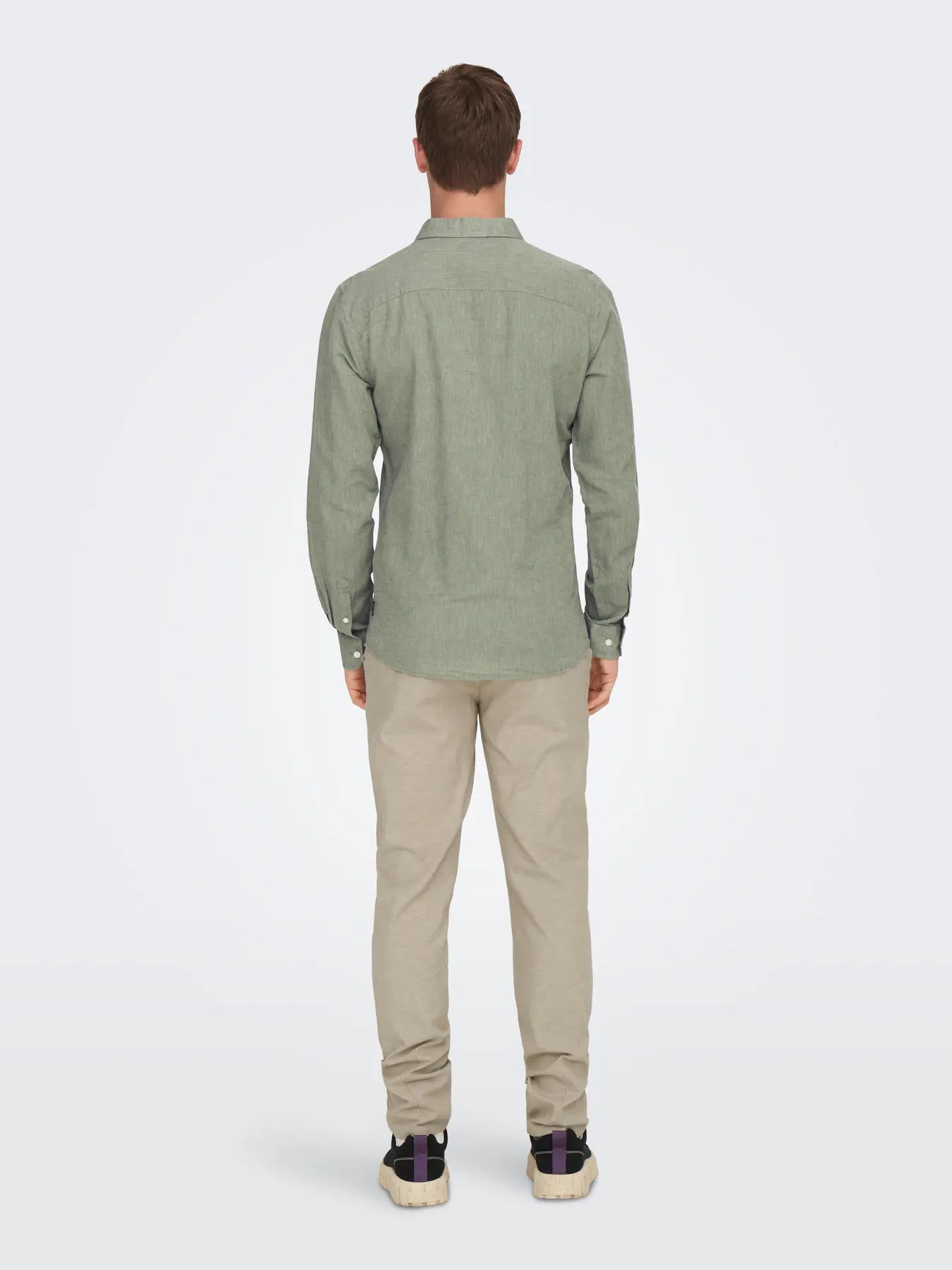 CAMICIA IN MISTO LINO SLIM FIT - col. Verde Acqua