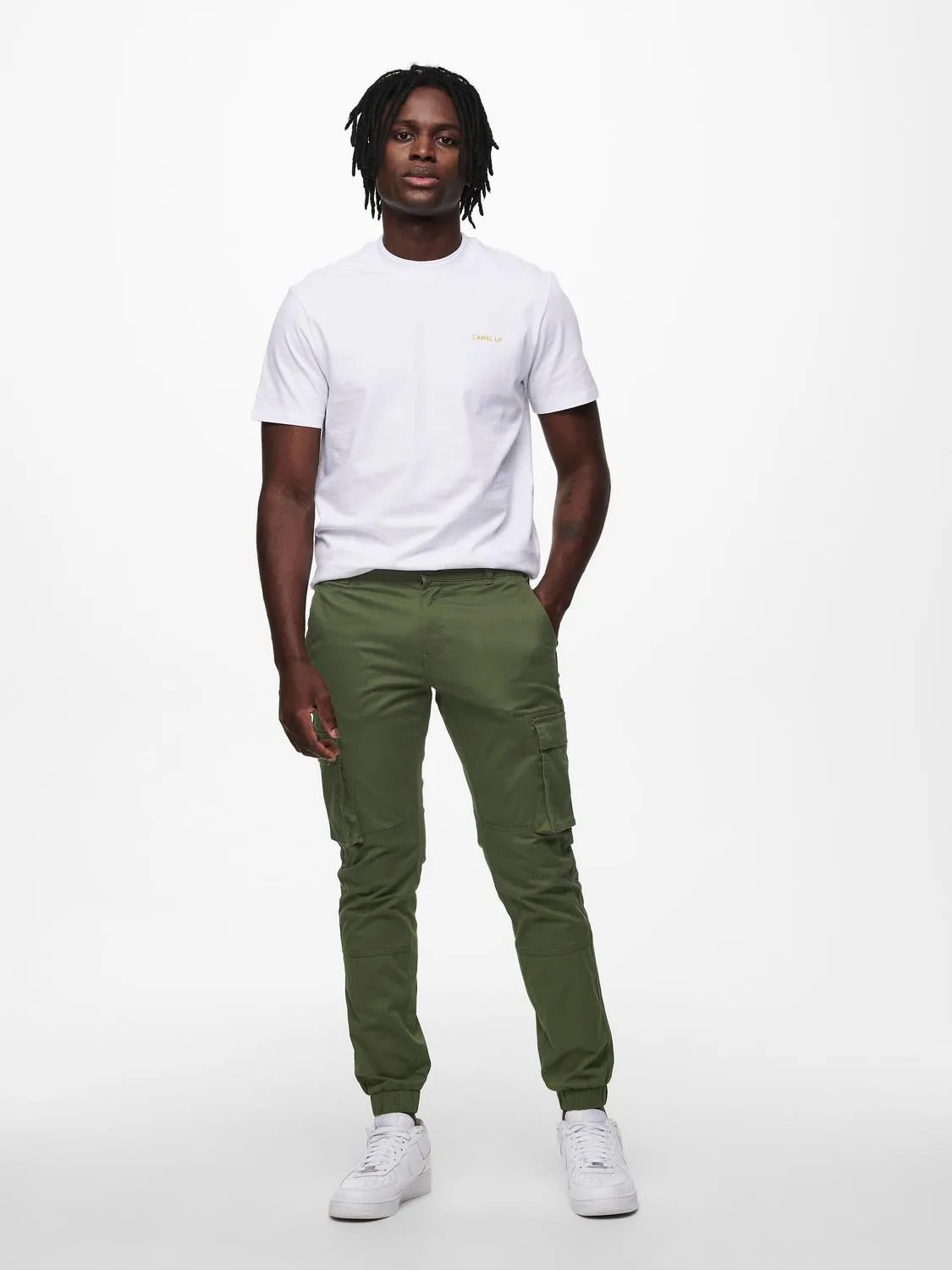 ONLY & SONS PANTALONI CARGO CON TASCHE LATERALI - Col. verde