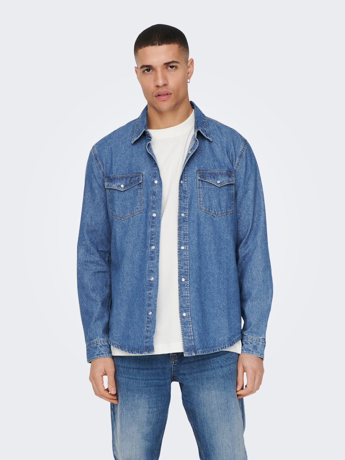 ONLY & SONS CAMICIA DENIM IN JEANS  - Col. Blue Denim