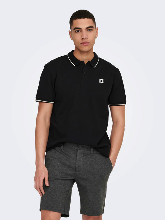 POLO SLIM "ONLY & SONS" IN COTONE - Nero