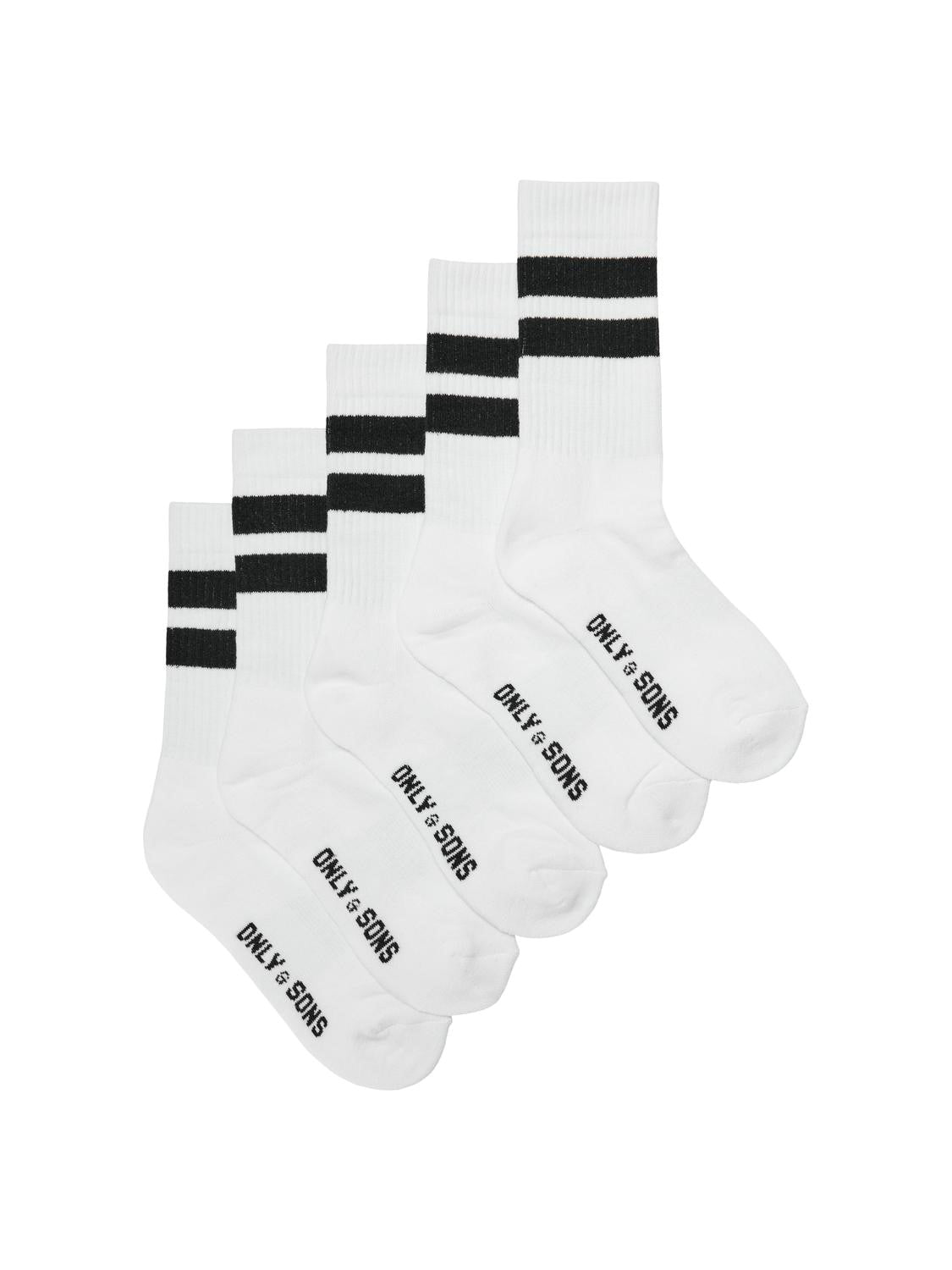 ONLY & SONS 5 PACK TENNIS SOCK - WHITE