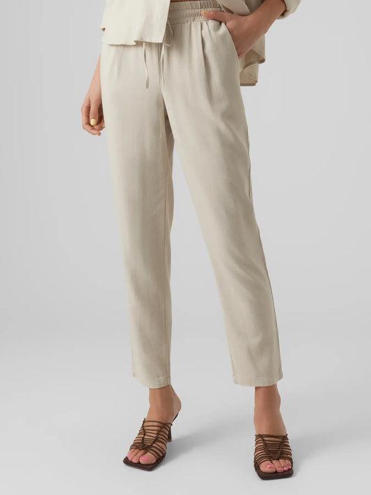 VERO MODA Pantaloni in Lino VMJESMILO - col. Beige