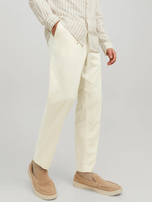 JACK & JONES PANTALONE CROP IN MISTO LINO - col. Beige