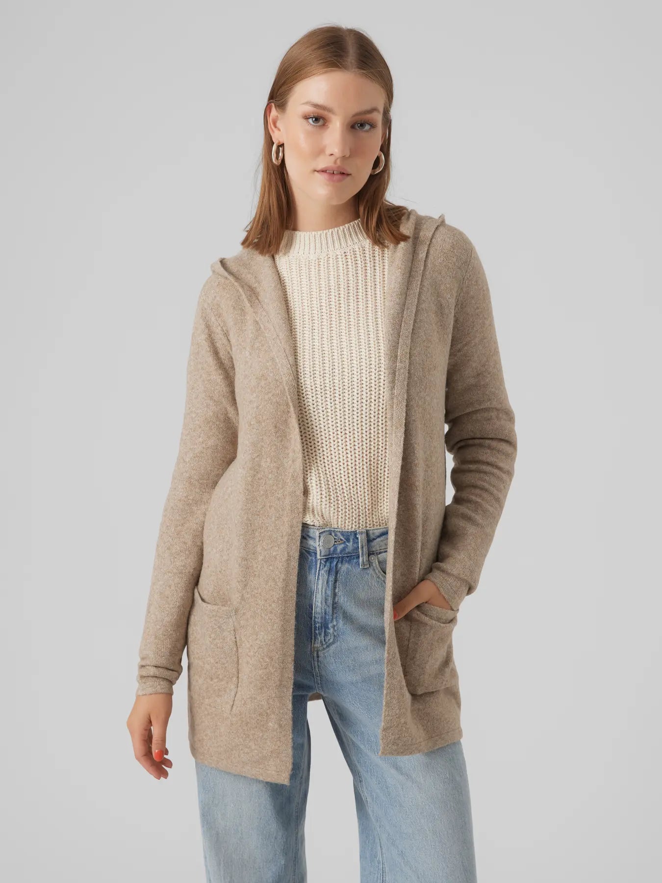 Vero Moda - Cardigan Open Hood 'VMDOFFY' - Sepia