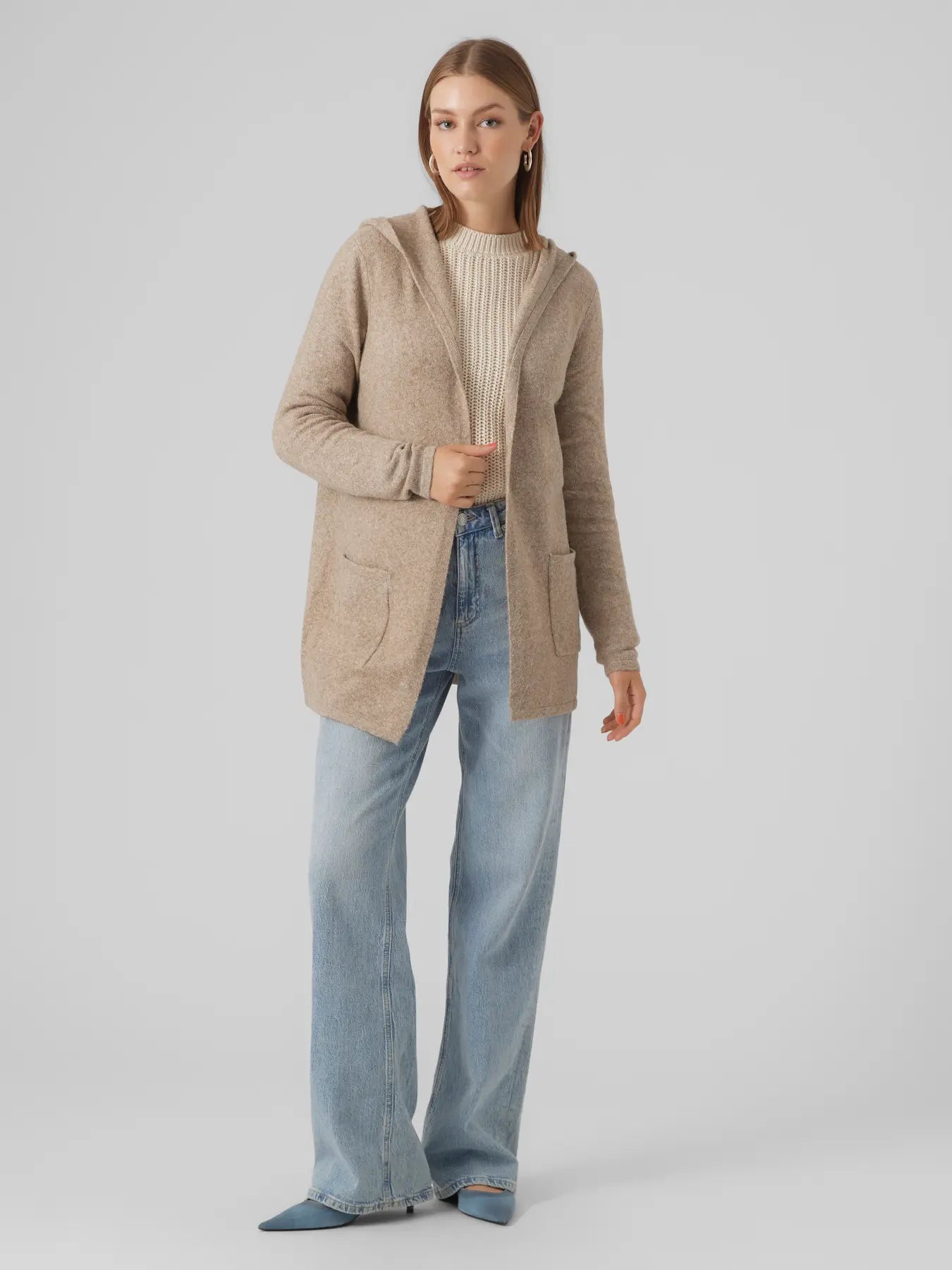 Vero Moda - Cardigan Open Hood 'VMDOFFY' - Sepia
