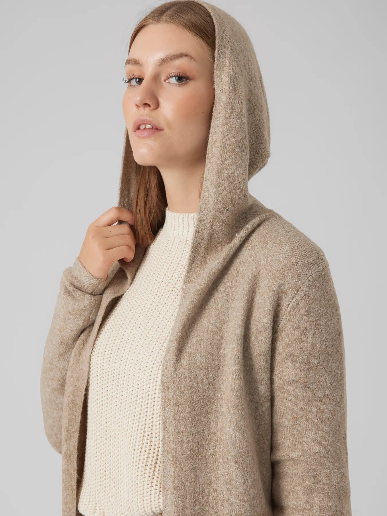 Vero Moda - Cardigan Open Hood 'VMDOFFY' - Sepia