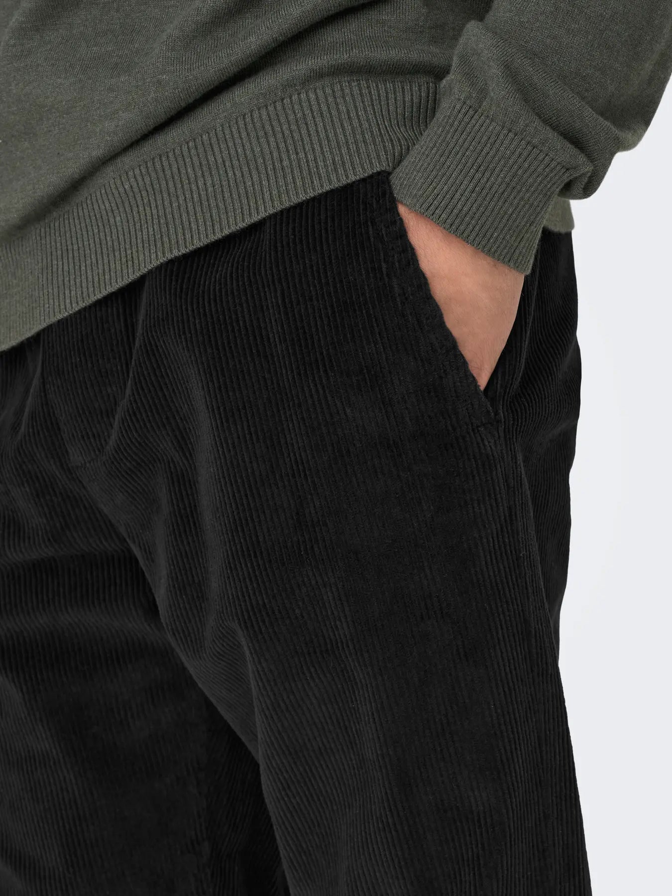 ONLY & SONS PANTALONE IN VELLUTO A COSTE  Col. Nero