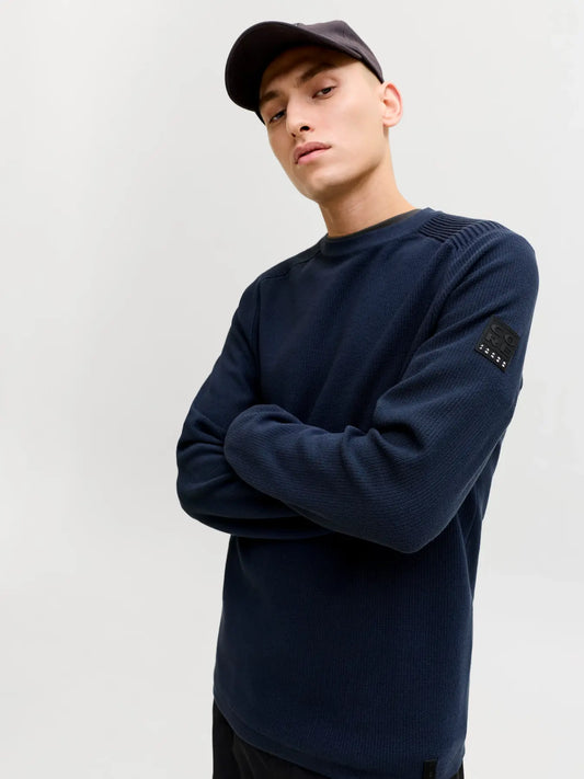 JACK & JONES MAGLIONCINO BEDGE "JCOFUSION" - Col. blu