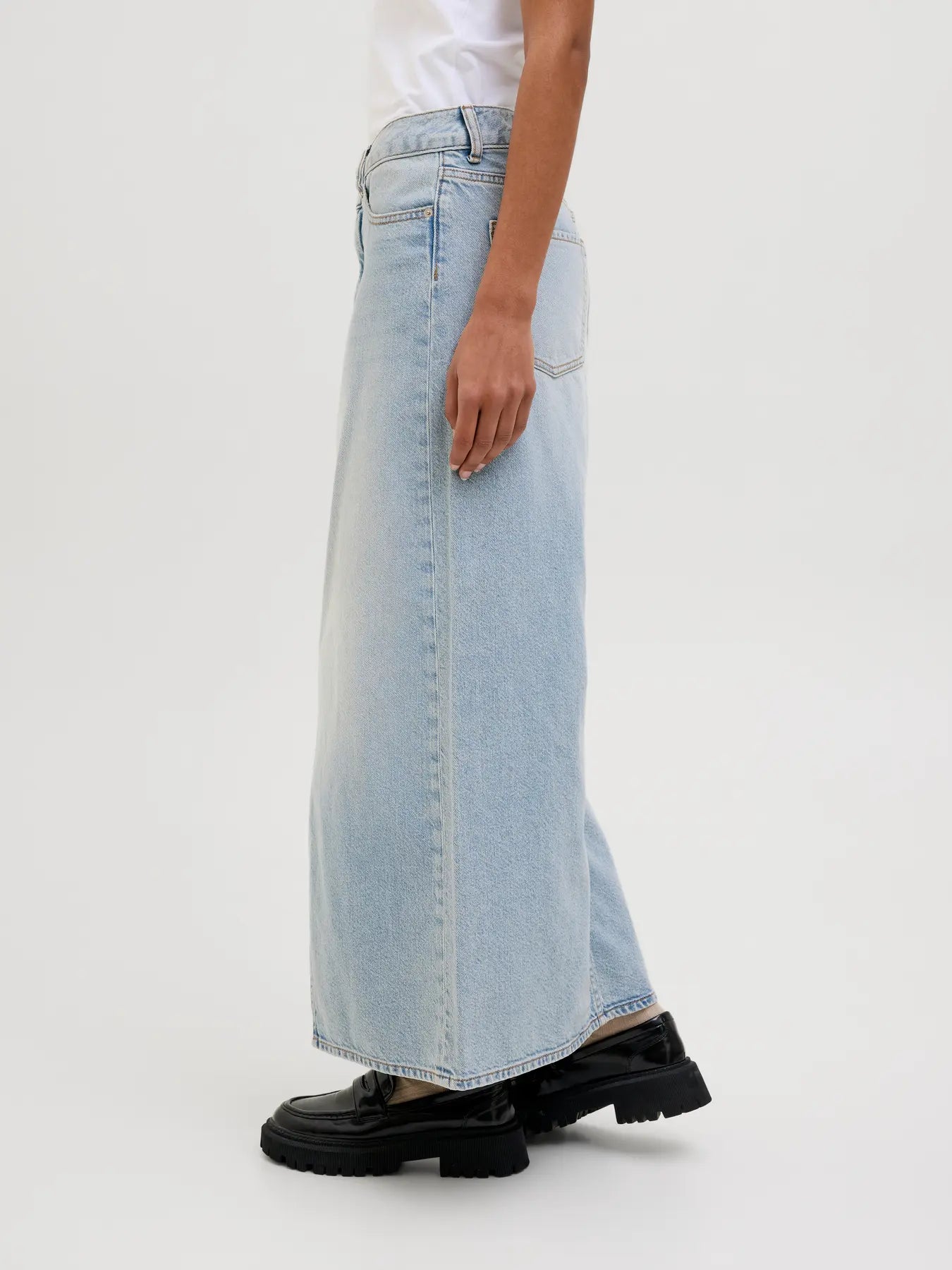 JXLAURA HW LONG DENIM SKIRT DNM - GONNA IN DENIM