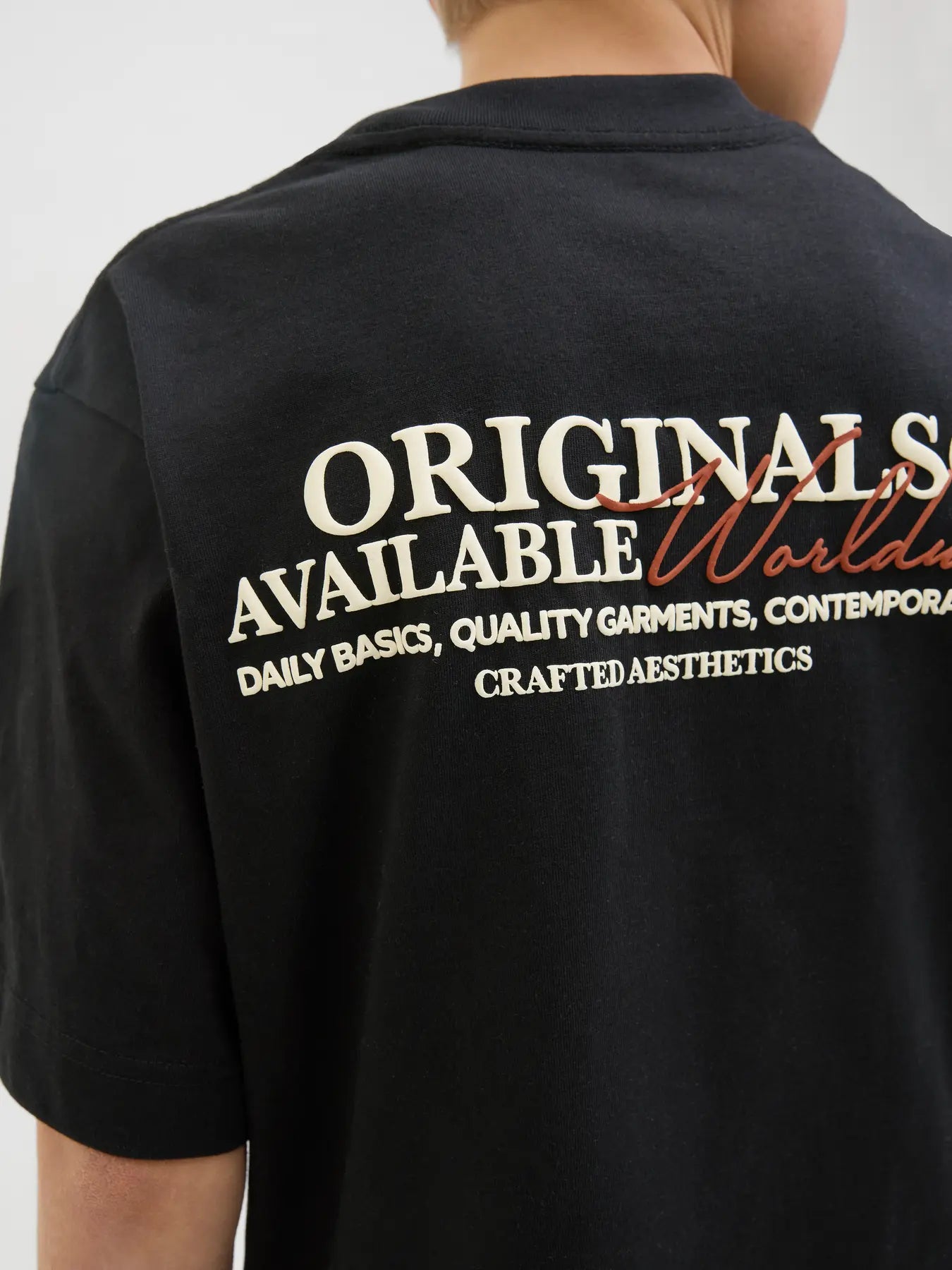 JACK & JONES JUNIOR T-SHIRT ORIGINALS WORLDWIDE - Col. nero