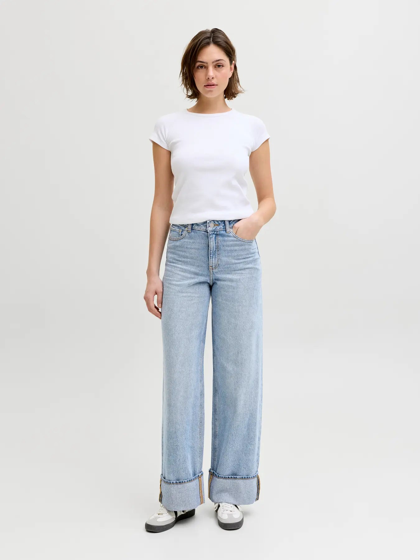 JJXX JXTOKYO con risvolto - Wide Leg - light blue denim
