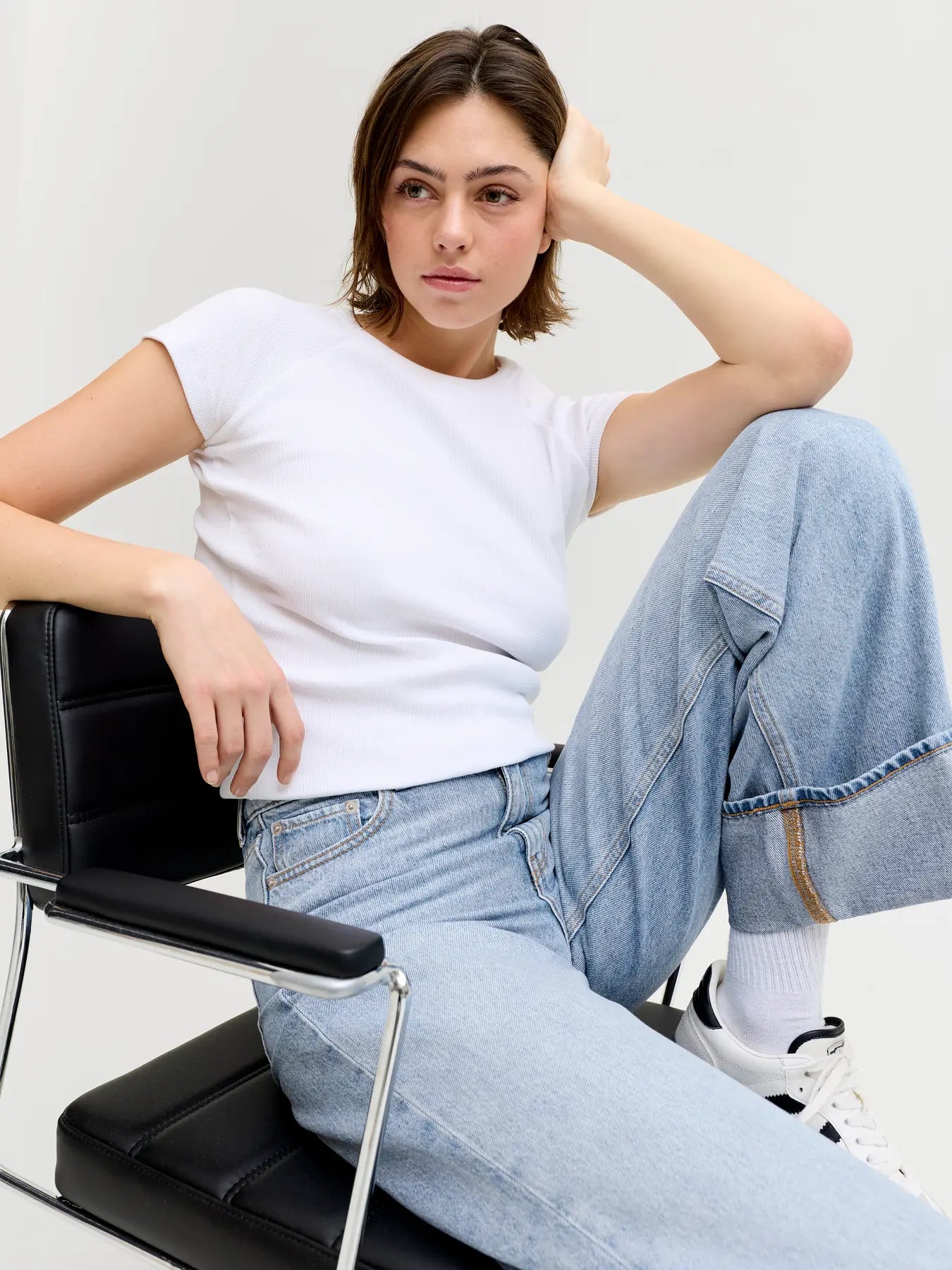 JJXX JXTOKYO con risvolto - Wide Leg - light blue denim