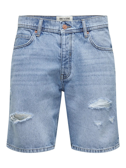 ONLY & SONS SHORTS IN JEANS CON I STRAPPI - Light Denim