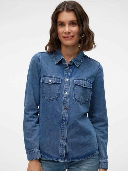 VERO MODA Camicia di Jeans 'JENNIE' in Blue Denim