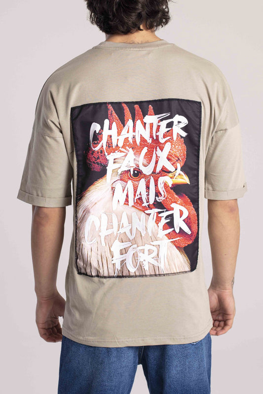 T-SHIRT OVERSIZE CHANTER FAUX - COLORE BEIGE