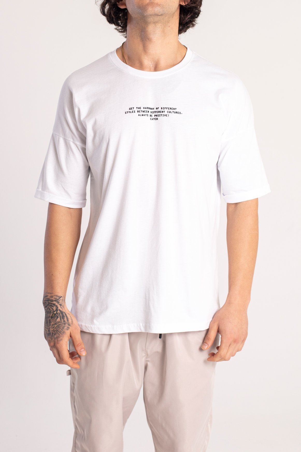 T-SHIRT OVERSIZE - GET THE HARMONY - COLORE BIANCO