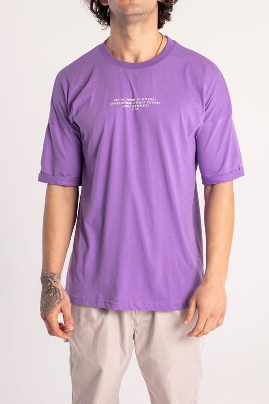 T-SHIRT OVERSIZE - GET THE HARMONY - COLORE VIOLA