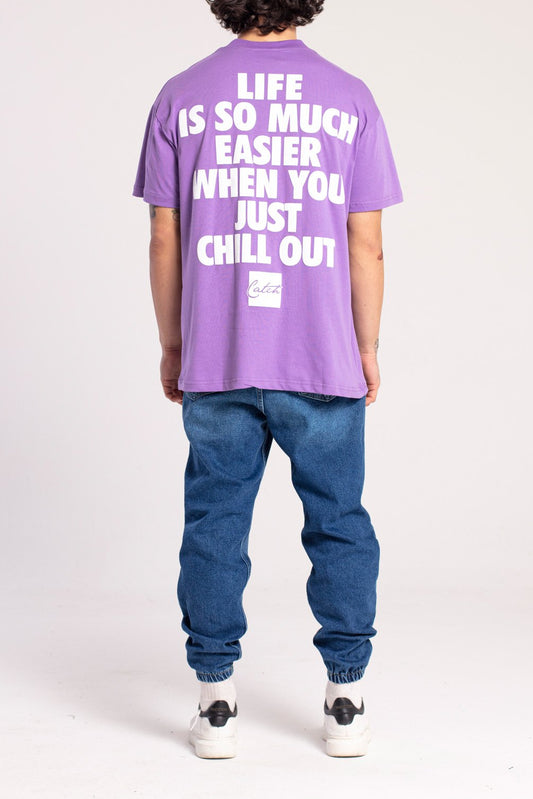 T-SHIRT OVERSIZE JUST CHILL OUT - COLORE VIOLA