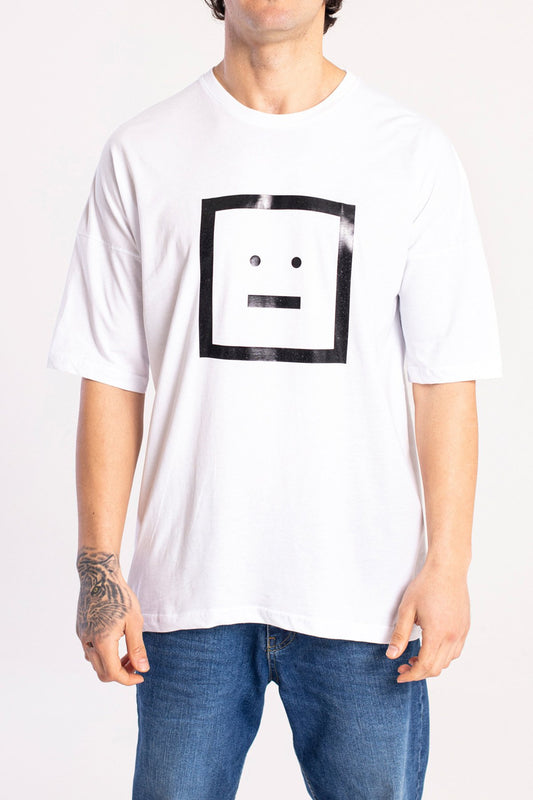 T-SHIRT OVERSIZE SMILE - BIANCO