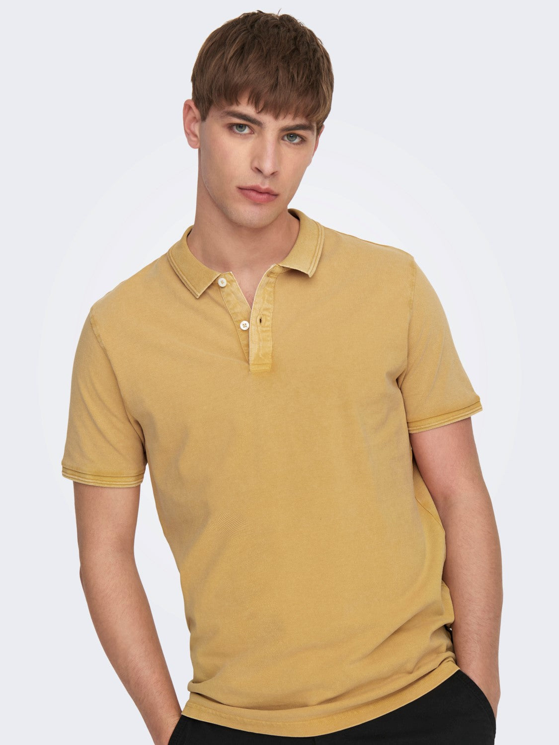 POLO BASIC "ONLY & SONS" IN COTONE - OCHRE