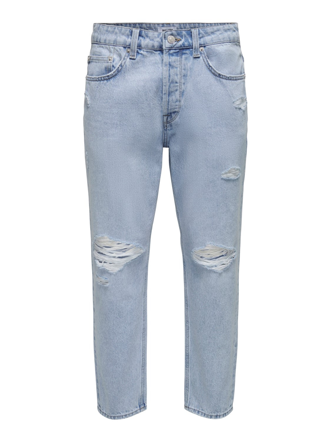 CROPPED BLUE LIGHT JEANS CON STRAPPI
